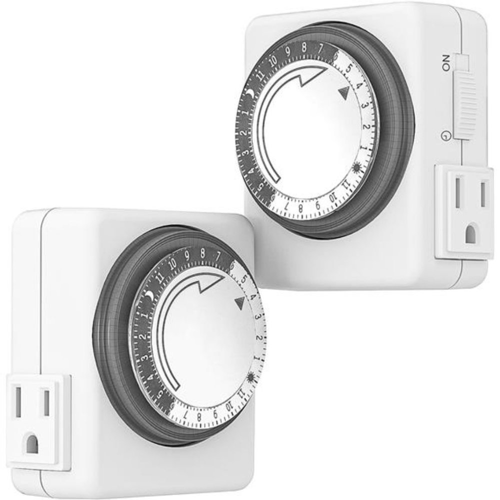 Indoor Timers,24 Hour Plug-in Mechanical Indoor Timer, 3 Prong ,2-Pack
